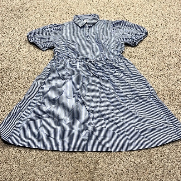 NWT J Crew Short Sleeve Collared Mini Dress Blue White Stripe Sz 4 - Picture 1 of 9